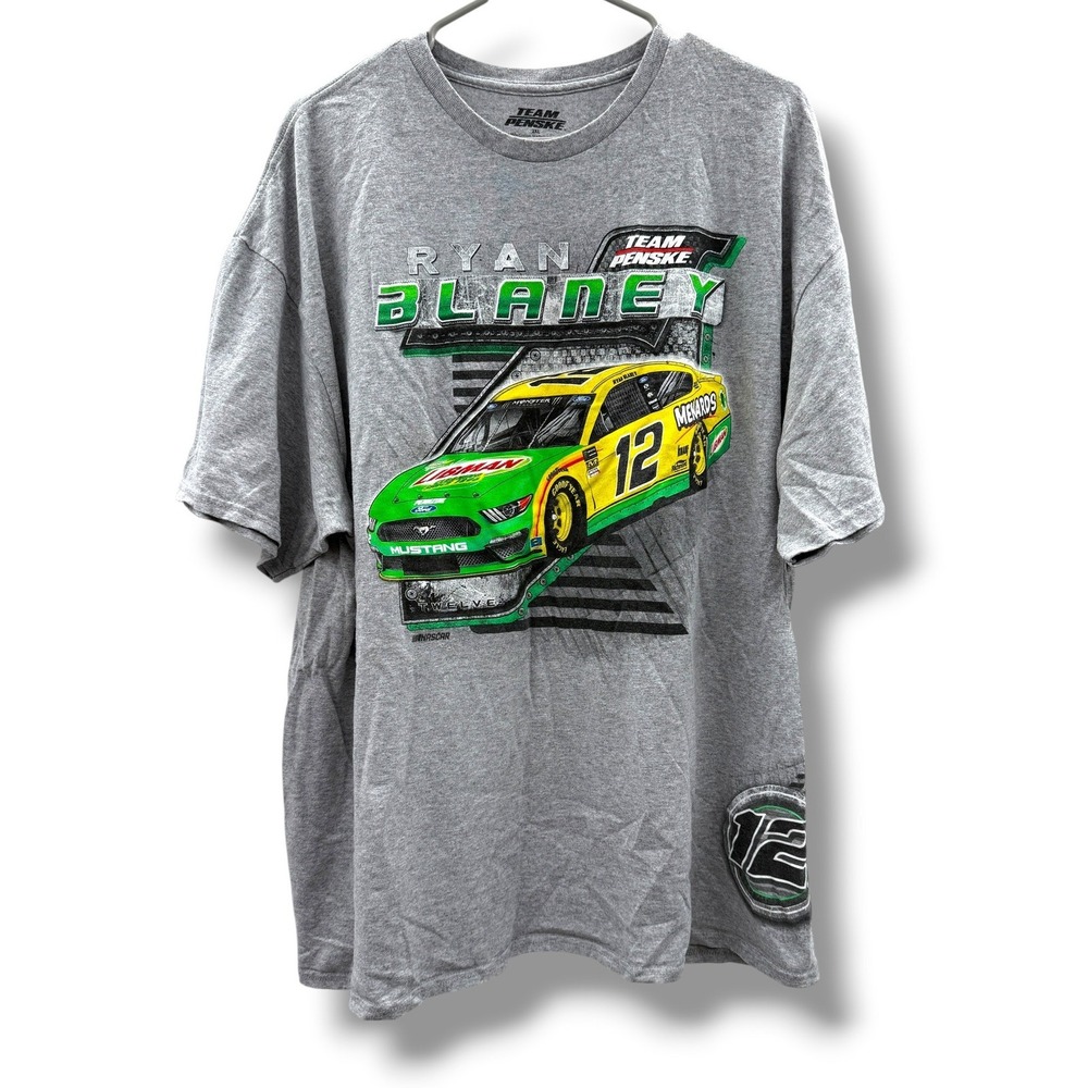 Team Penske Ryan‎ Blaney T-Shirt Mens 2XL Gray NASCAR #12 Graphic Short Sleeve
